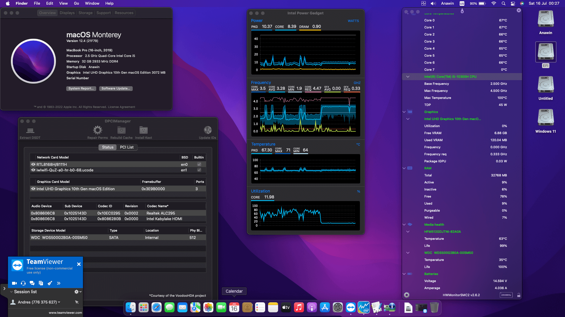 Success Hackintosh macOS Monterey 12.4 Build 21F79 in Acer Nitro 5 AN515-55-517N